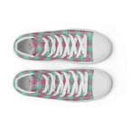 Women’s High Top Canvas Shoes Vista Blue and Turkish Rose Plaid - Scottish Squares