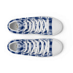 Women’s High Top Canvas Shoes Colorectal Cancer Awareness Plaid, Dark Blue Ribbon, Supportive Gift - Scottish Squares