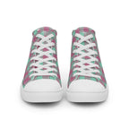 Women’s High Top Canvas Shoes Vista Blue and Turkish Rose Plaid - Scottish Squares