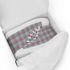 Women’s High Top Canvas Shoes Vista Blue and Turkish Rose Plaid - Scottish Squares