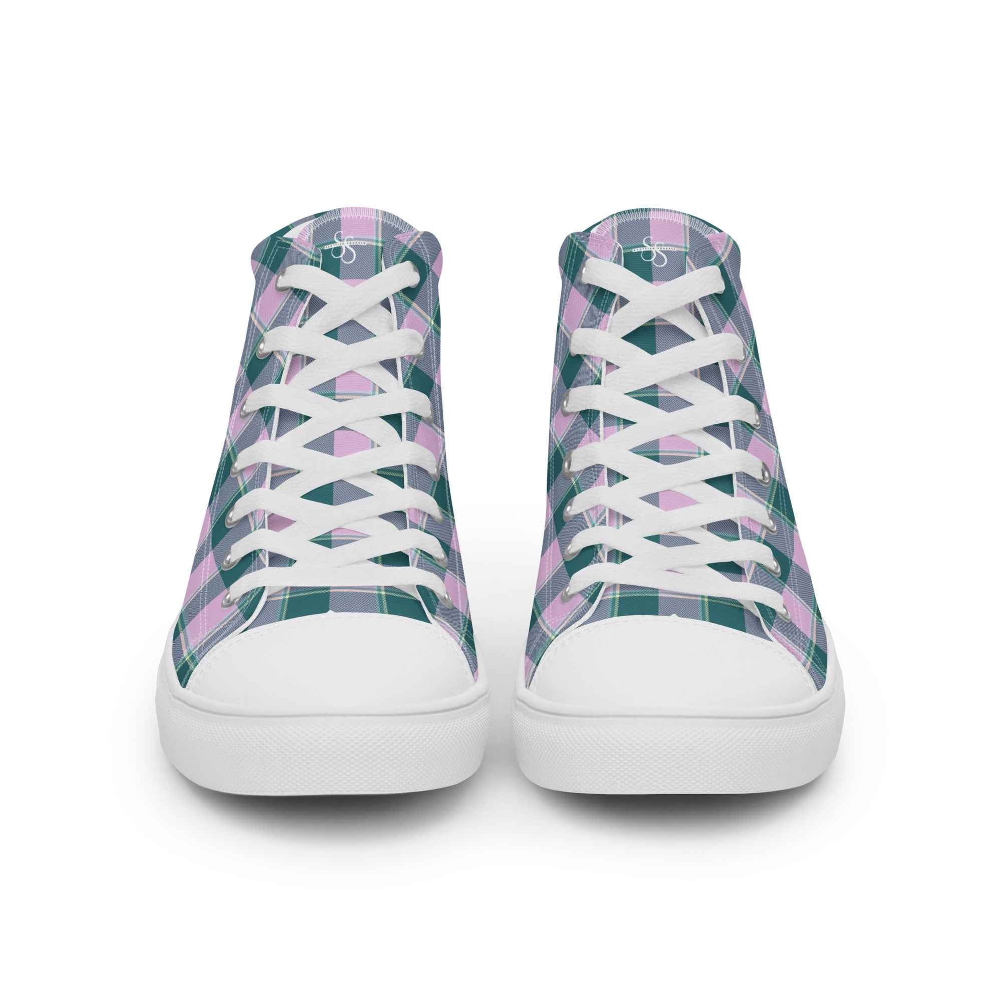 Women’s High Top Canvas Shoes Ming and Melanie Plaid - Scottish Squares