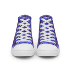 Women’s High Top Canvas Shoes Cornflower Blue and Livid Brown Plaid - Scottish Squares