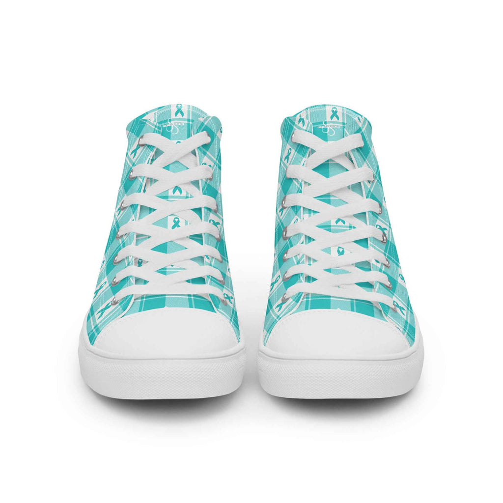 Women’s High Top Canvas Shoes Ovarian Cancer Awareness Plaid - Scottish Squares