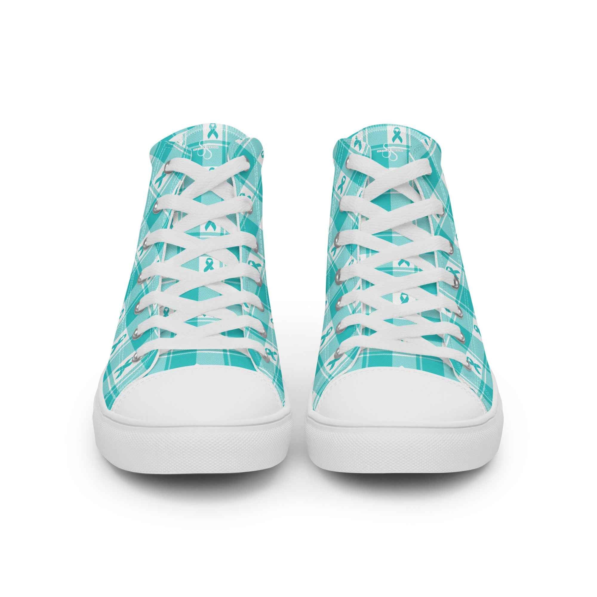 Women’s High Top Canvas Shoes Ovarian Cancer Awareness Plaid - Scottish Squares