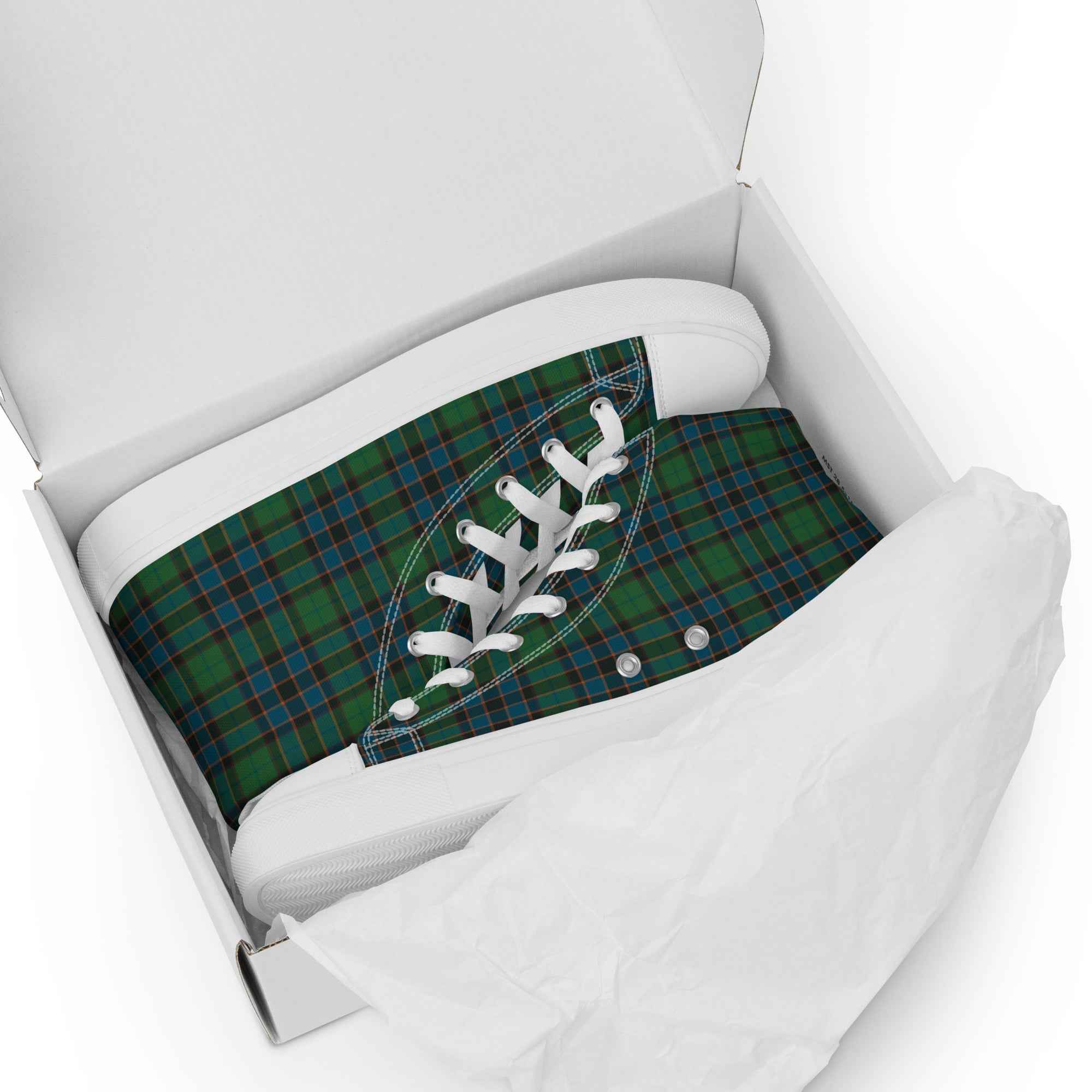 Women’s High Top Canvas Shoes Green Blue Orange Plaid Tartan
