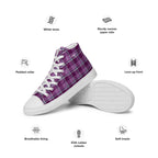 Women’s High Top Canvas Shoes Purple and Trendy Pink Plaid - Scottish Squares