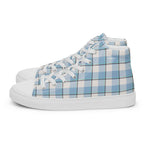 Women’s High Top Canvas Shoes Pink Cloud and Blue Lagoon Plaid - Scottish Squares