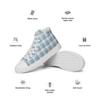 Women’s High Top Canvas Shoes Pink Cloud and Blue Lagoon Plaid - Scottish Squares