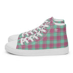 Women’s High Top Canvas Shoes Vista Blue and Turkish Rose Plaid - Scottish Squares