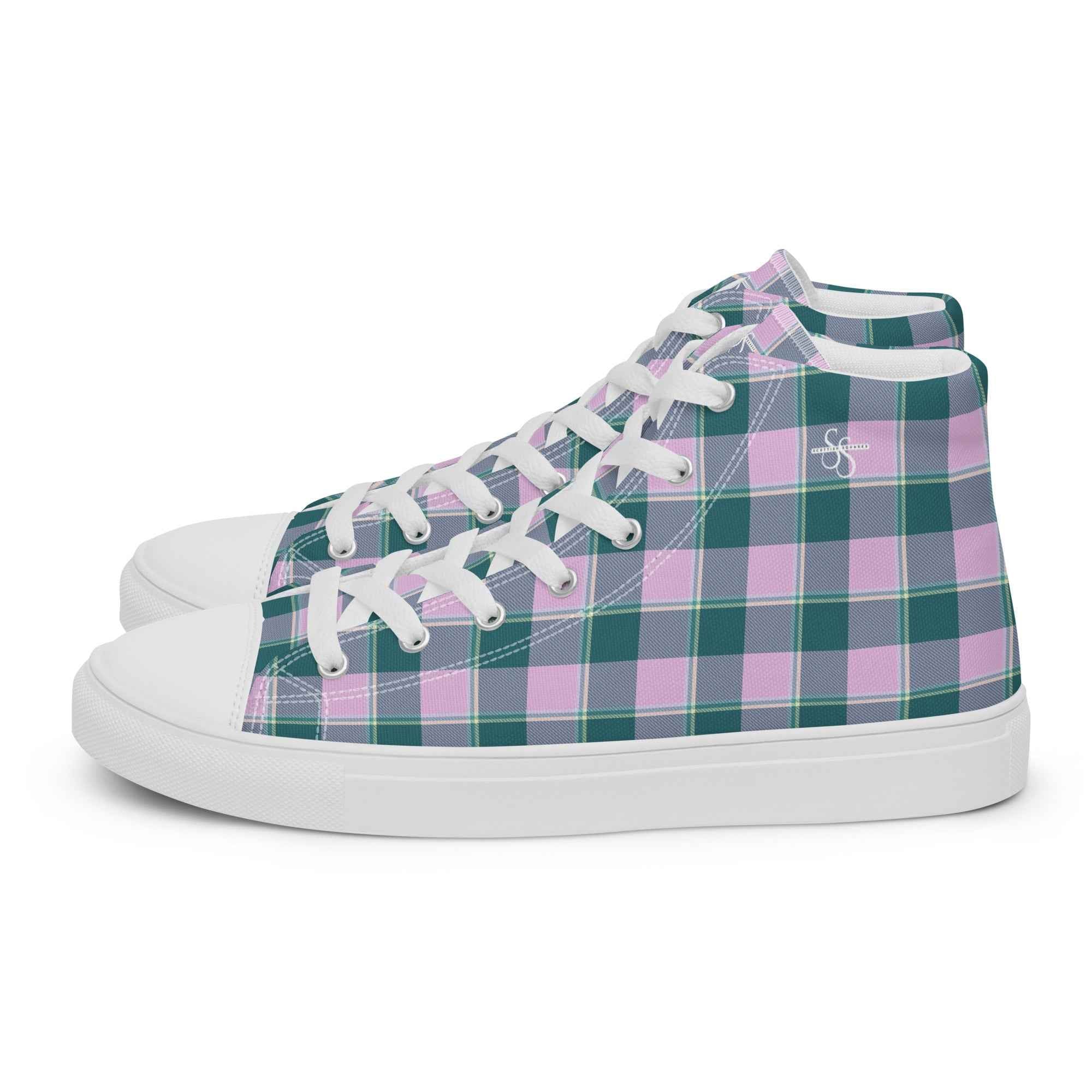 Women’s High Top Canvas Shoes Ming and Melanie Plaid - Scottish Squares