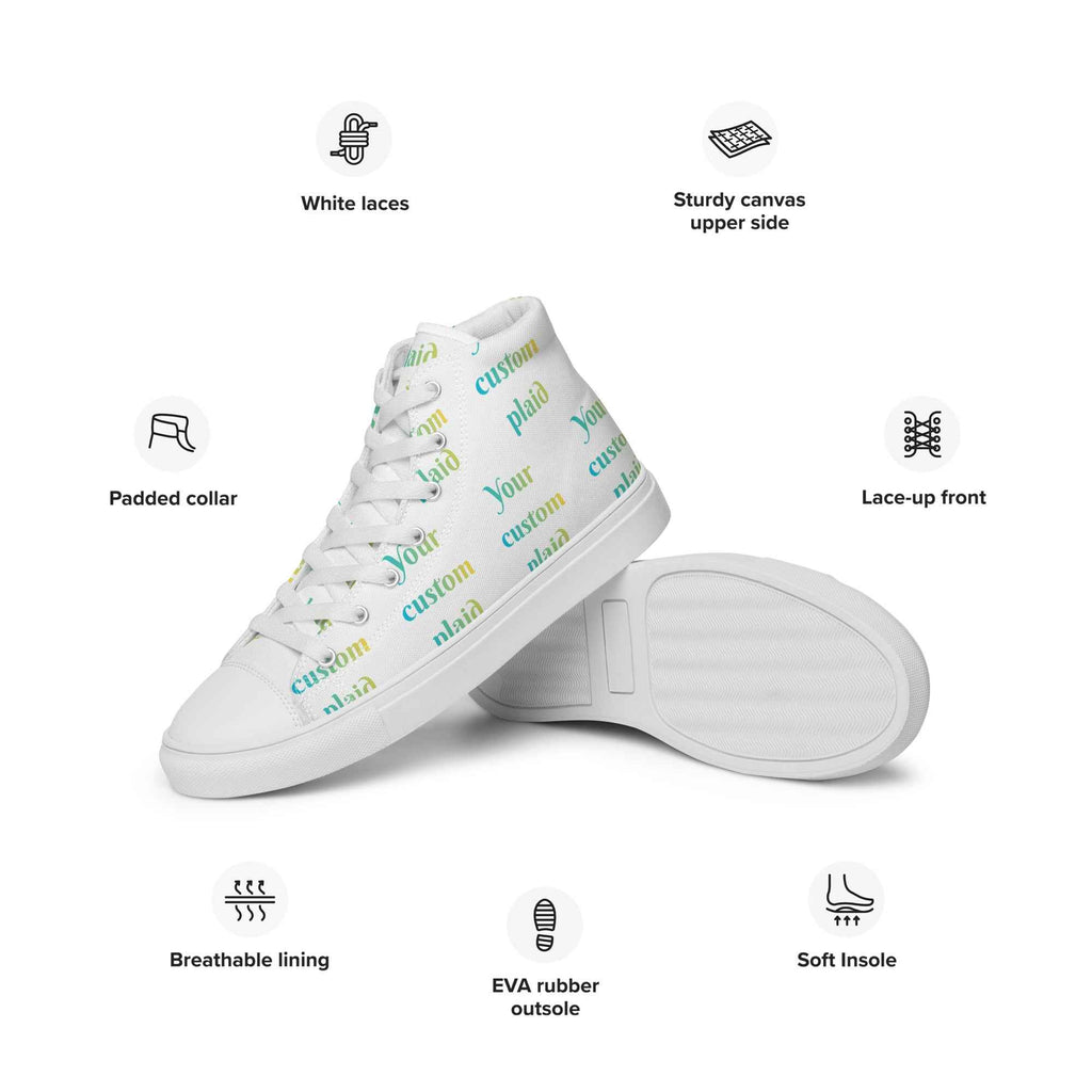 Women’s High Top Canvas Shoes Your Own Birthday Plaid - Scottish Squares