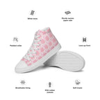Women’s High Top Canvas Shoes Breast Cancer Awareness Plaid - Scottish Squares