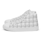 Women’s High Top Canvas Shoes Lung Cancer Awareness Plaid, White Ribbon, Supportive Gift - Scottish Squares