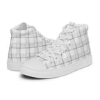 Women’s High Top Canvas Shoes Lung Cancer Awareness Plaid, White Ribbon, Supportive Gift - Scottish Squares