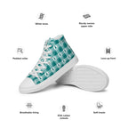 Women’s High Top Canvas Shoes Cervical Cancer Awareness Plaid, Teal Ribbon, Supportive Gift - Scottish Squares