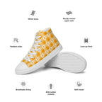 Women’s High Top Canvas Shoes Kidney Cancer Awareness Plaid, Orange Ribbon, Supportive Gift - Scottish Squares