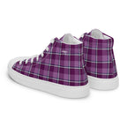 Women’s High Top Canvas Shoes Purple and Trendy Pink Plaid - Scottish Squares