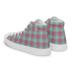 Women’s High Top Canvas Shoes Vista Blue and Turkish Rose Plaid - Scottish Squares
