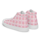 Women’s High Top Canvas Shoes Breast Cancer Awareness Plaid - Scottish Squares