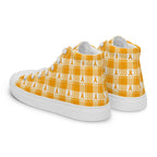 Women’s High Top Canvas Shoes Kidney Cancer Awareness Plaid, Orange Ribbon, Supportive Gift - Scottish Squares