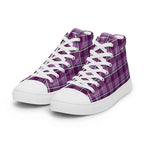 Women’s High Top Canvas Shoes Purple and Trendy Pink Plaid - Scottish Squares