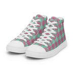Women’s High Top Canvas Shoes Vista Blue and Turkish Rose Plaid - Scottish Squares