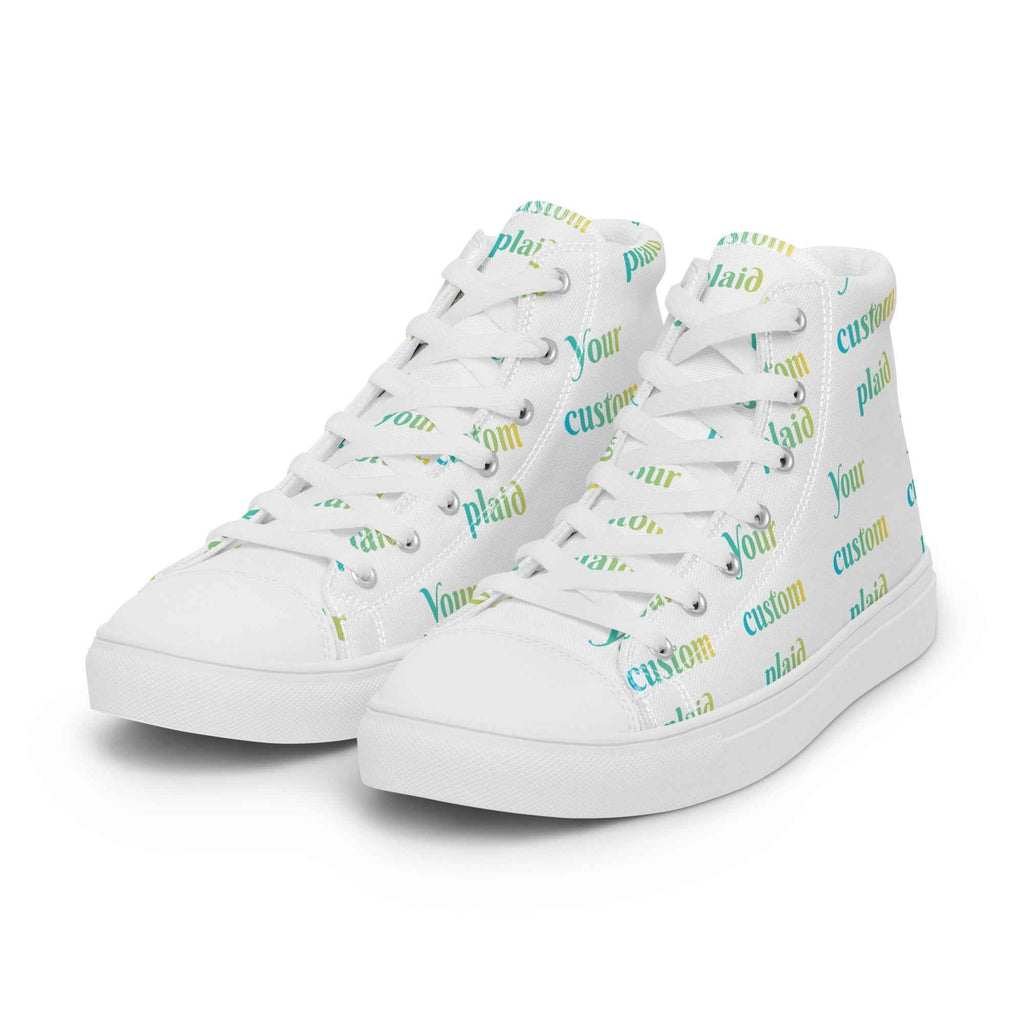 Women’s High Top Canvas Shoes Your Own Birthday Plaid - Scottish Squares