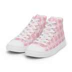 Women’s High Top Canvas Shoes Breast Cancer Awareness Plaid - Scottish Squares