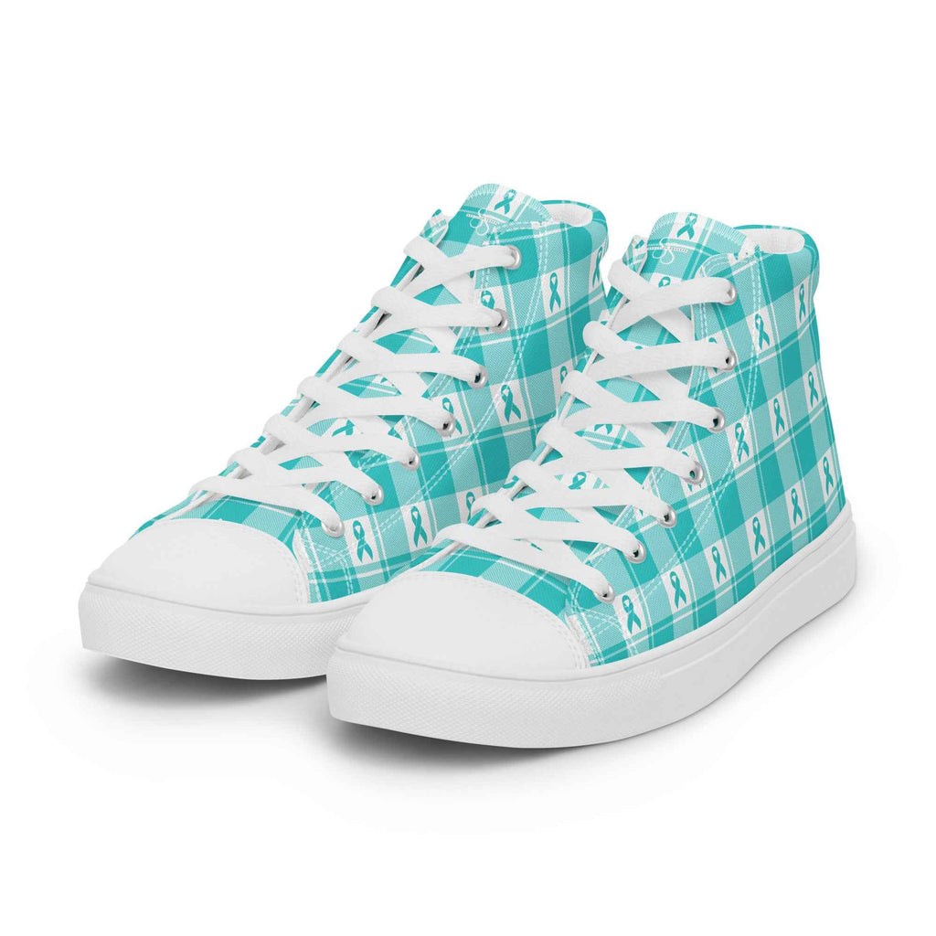 Women’s High Top Canvas Shoes Ovarian Cancer Awareness Plaid - Scottish Squares