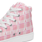 Women’s High Top Canvas Shoes Breast Cancer Awareness Plaid - Scottish Squares
