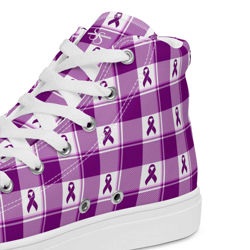Women’s High Top Canvas Shoes Pancreatic Cancer Awareness Plaid - Scottish Squares