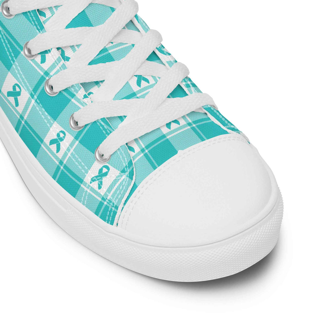 Women’s High Top Canvas Shoes Ovarian Cancer Awareness Plaid - Scottish Squares