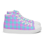 Women’s High Top Canvas Shoes Mauve and Coastal Mist Plaid 12 - Scottish Squares