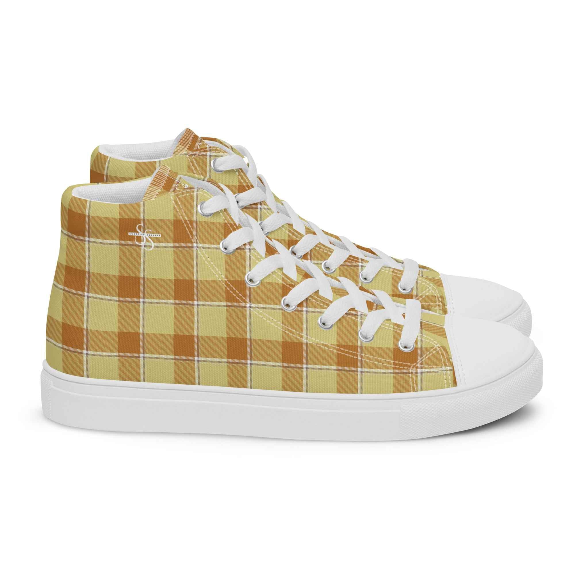 Women’s High Top Canvas Shoes Zombie and Copper Plaid 12 - Scottish Squares