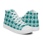 Women’s High Top Canvas Shoes Cervical Cancer Awareness Plaid, Teal Ribbon, Supportive Gift - Scottish Squares