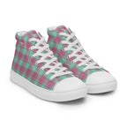Women’s High Top Canvas Shoes Vista Blue and Turkish Rose Plaid - Scottish Squares