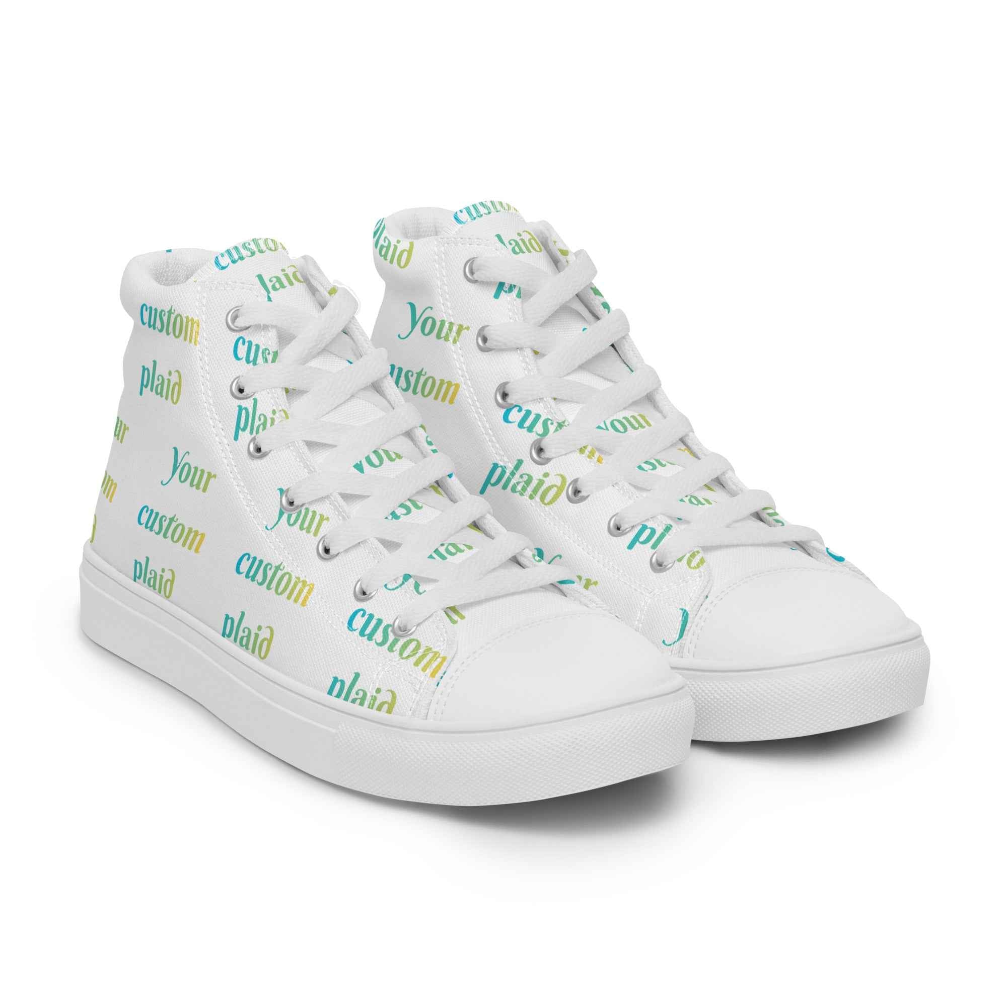 Women’s High Top Canvas Shoes Your Own Birthday Plaid - Scottish Squares