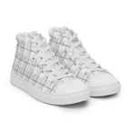 Women’s High Top Canvas Shoes Lung Cancer Awareness Plaid, White Ribbon, Supportive Gift - Scottish Squares