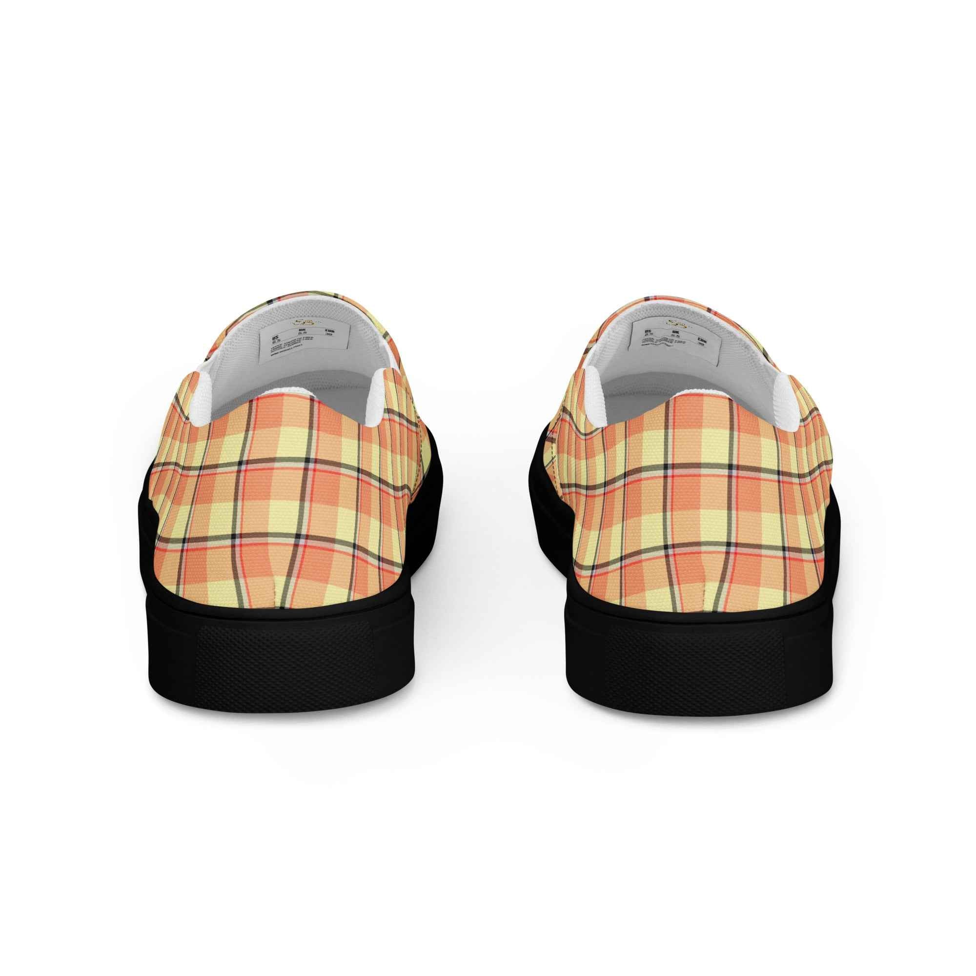 Women’s Slip-On Canvas Shoes Claystone and Morning Mist Plaid - Scottish Squares