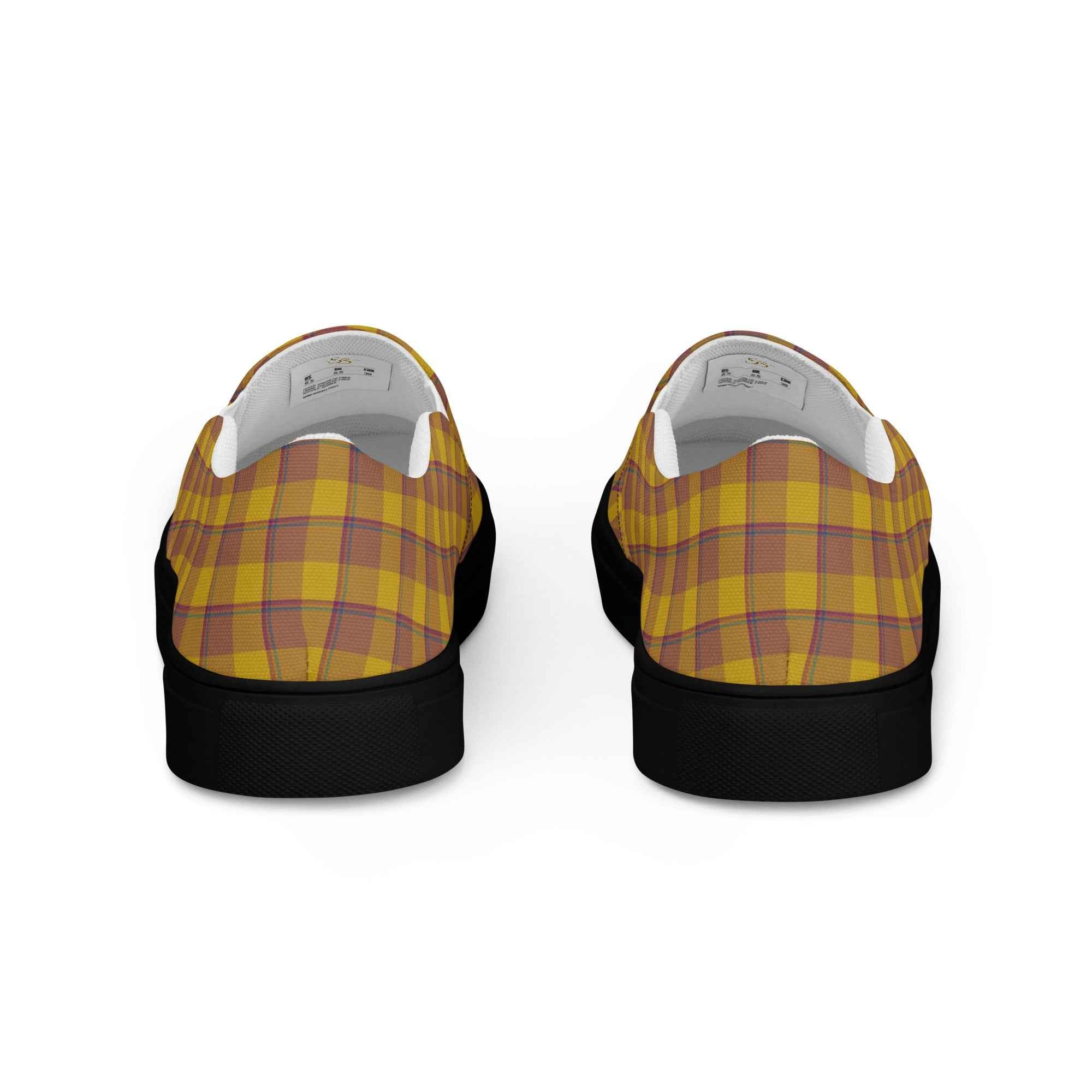 Women’s Slip-On Canvas Shoes Potters Clay and Pizza Plaid - Scottish Squares