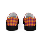Women’s Slip-On Canvas Shoes Tahiti Gold and Rose Bud Cherry Plaid - Scottish Squares