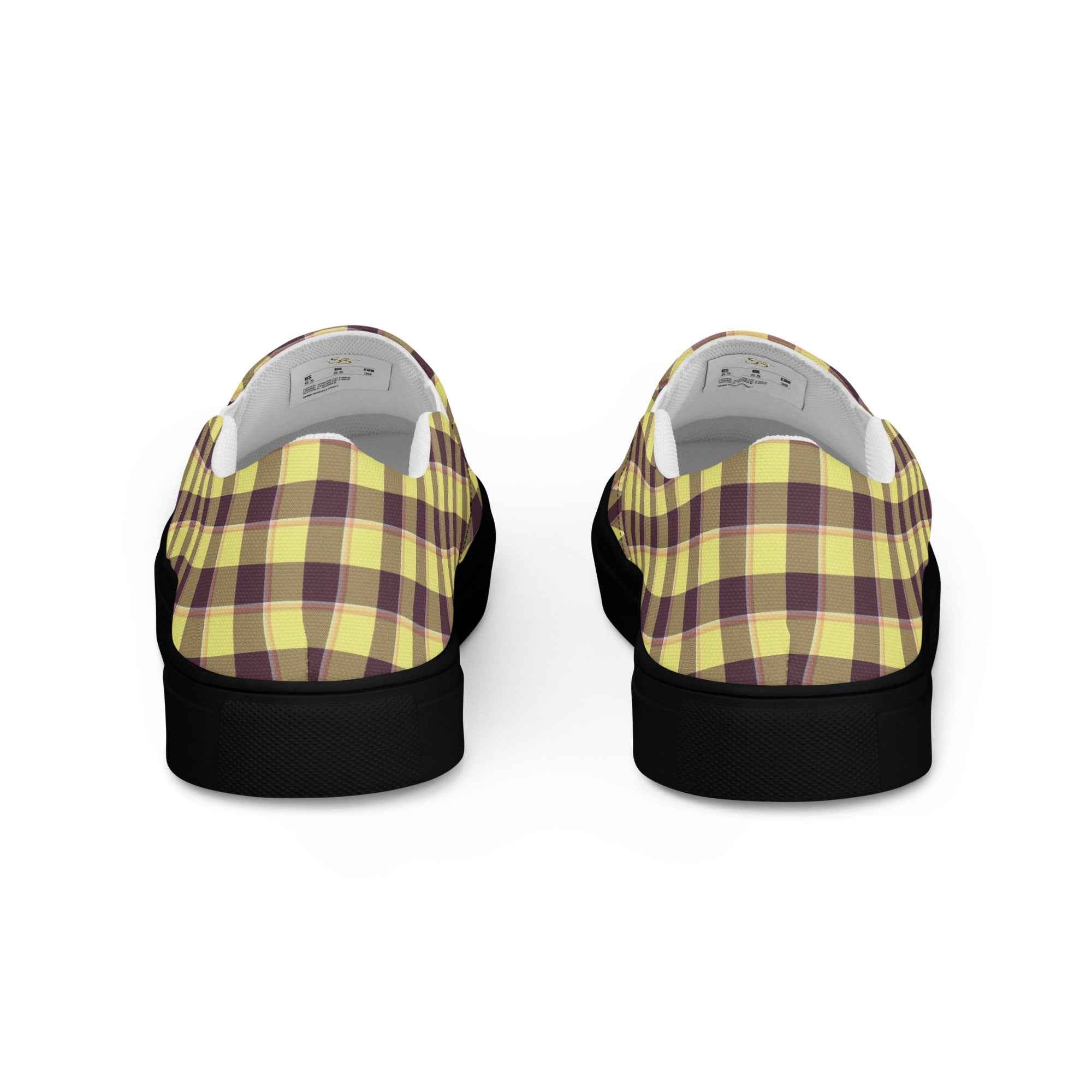 Women’s Slip-On Canvas Shoes Flax and Livid Brown Plaid - Scottish Squares