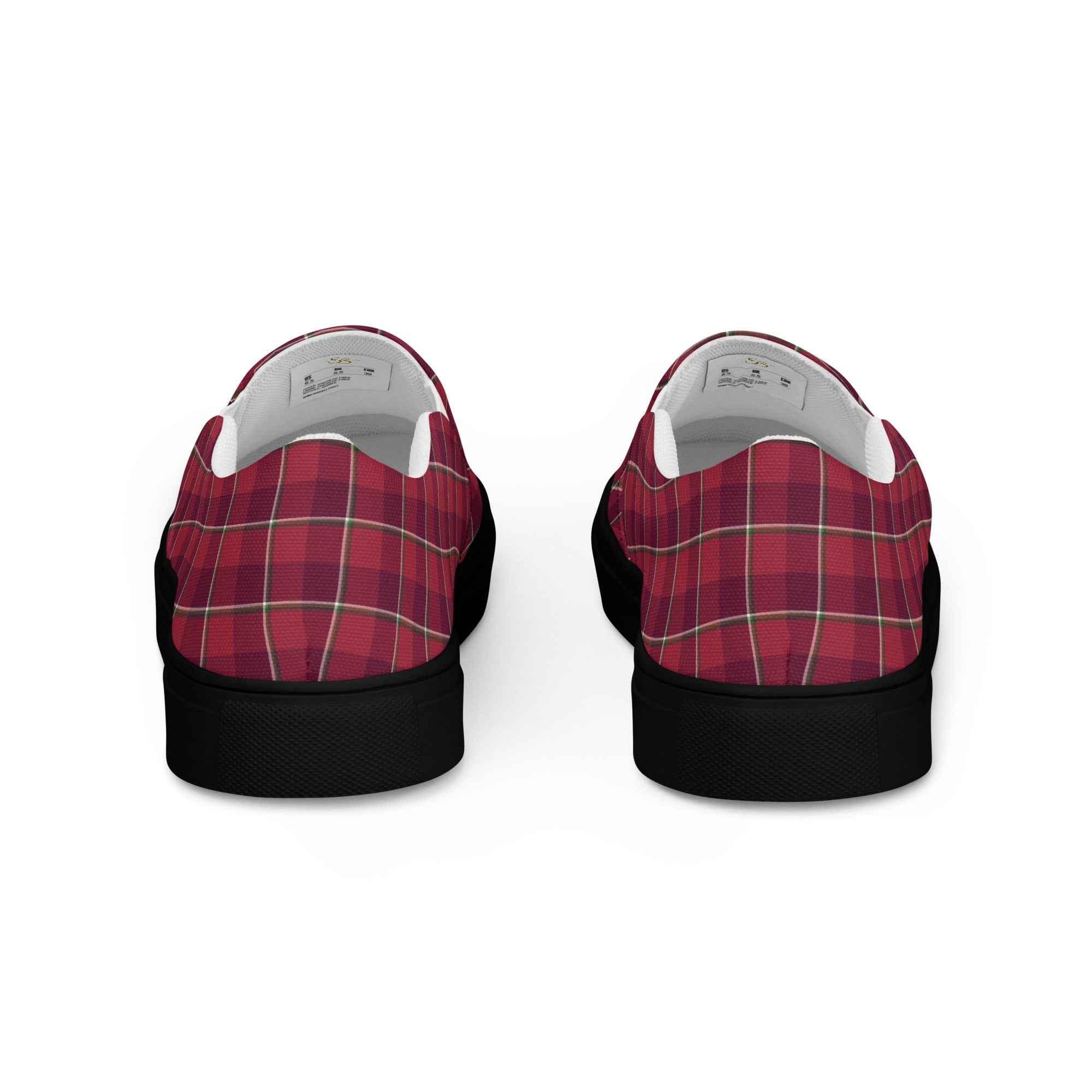 Women’s Slip-On Canvas Shoes Old Brick and Cab Sav Plaid - Scottish Squares