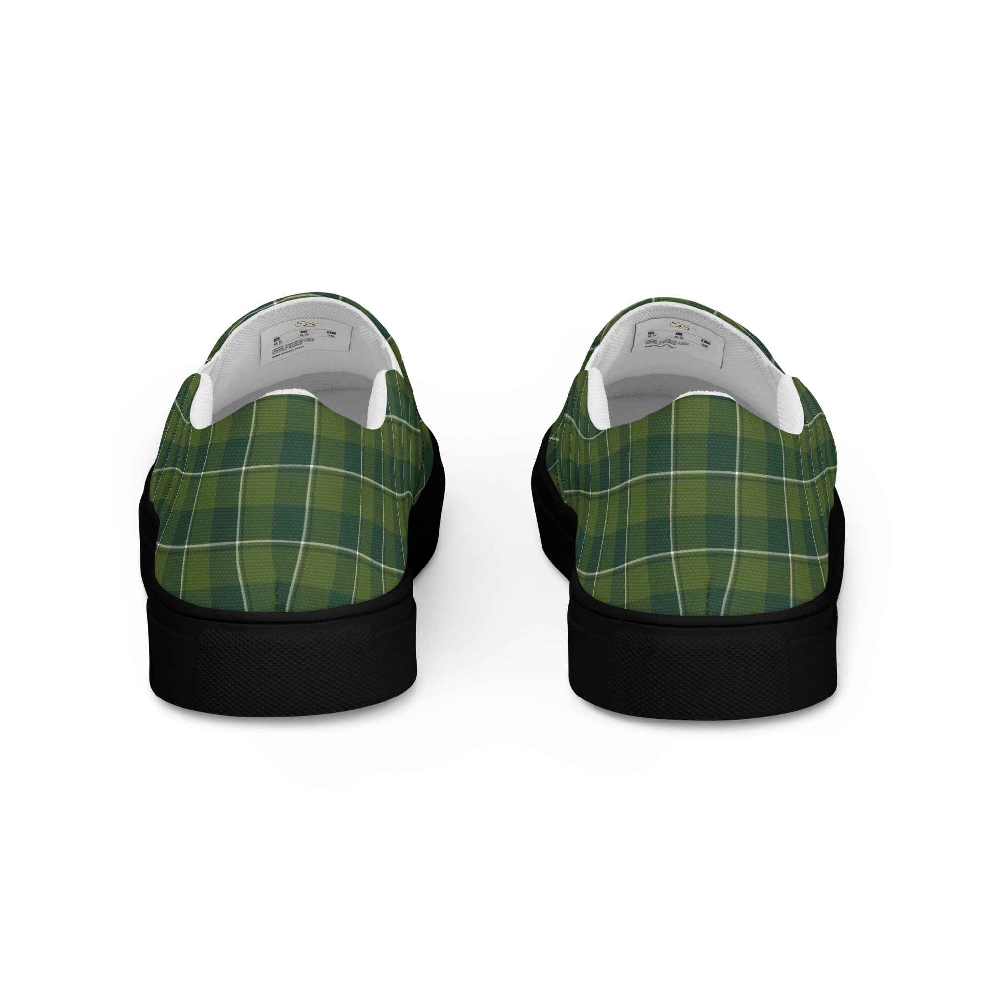 Women’s Slip-On Canvas Shoes Woodland and Evergreen Plaid - Scottish Squares