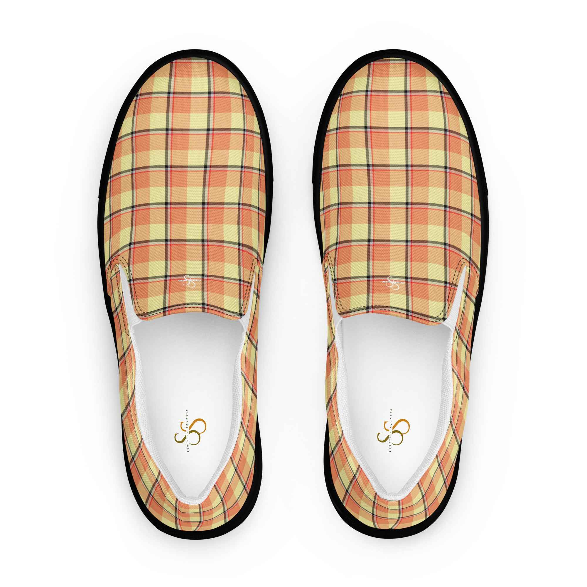 Women’s Slip-On Canvas Shoes Claystone and Morning Mist Plaid 12 - Scottish Squares