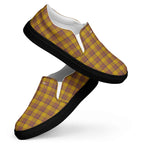 Women’s Slip-On Canvas Shoes Potters Clay and Pizza Plaid - Scottish Squares