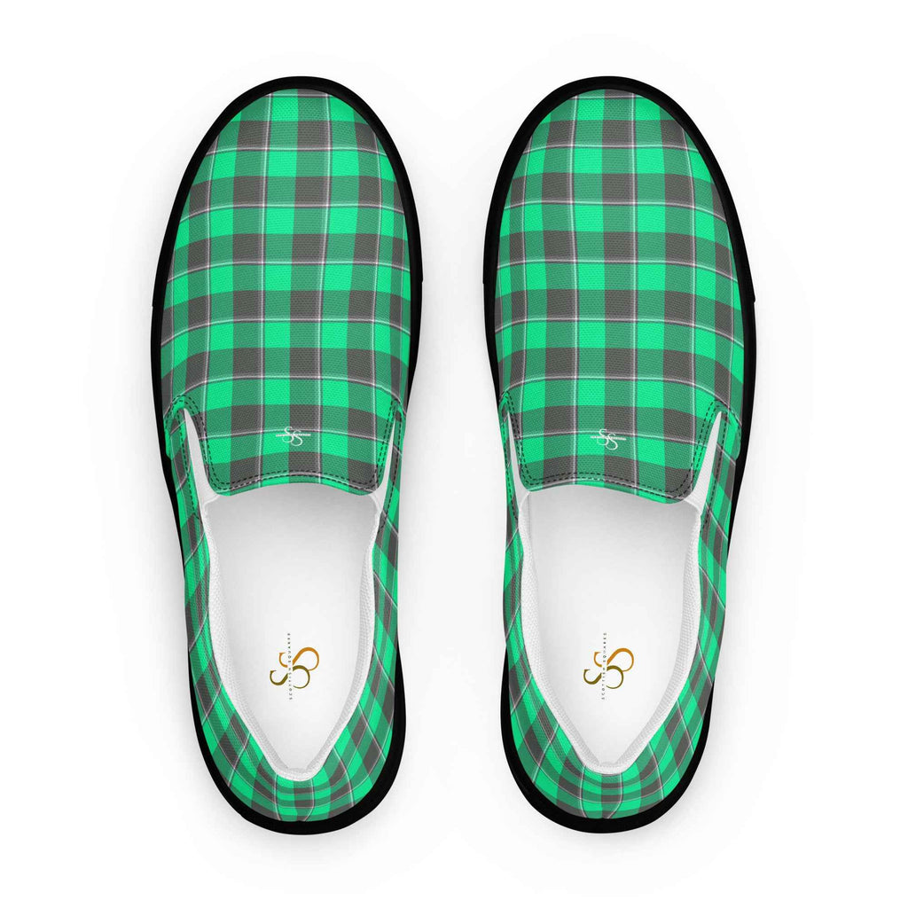 Women’s Slip-On Canvas Shoes Spring Green and Finlandia Plaid 12 - Scottish Squares