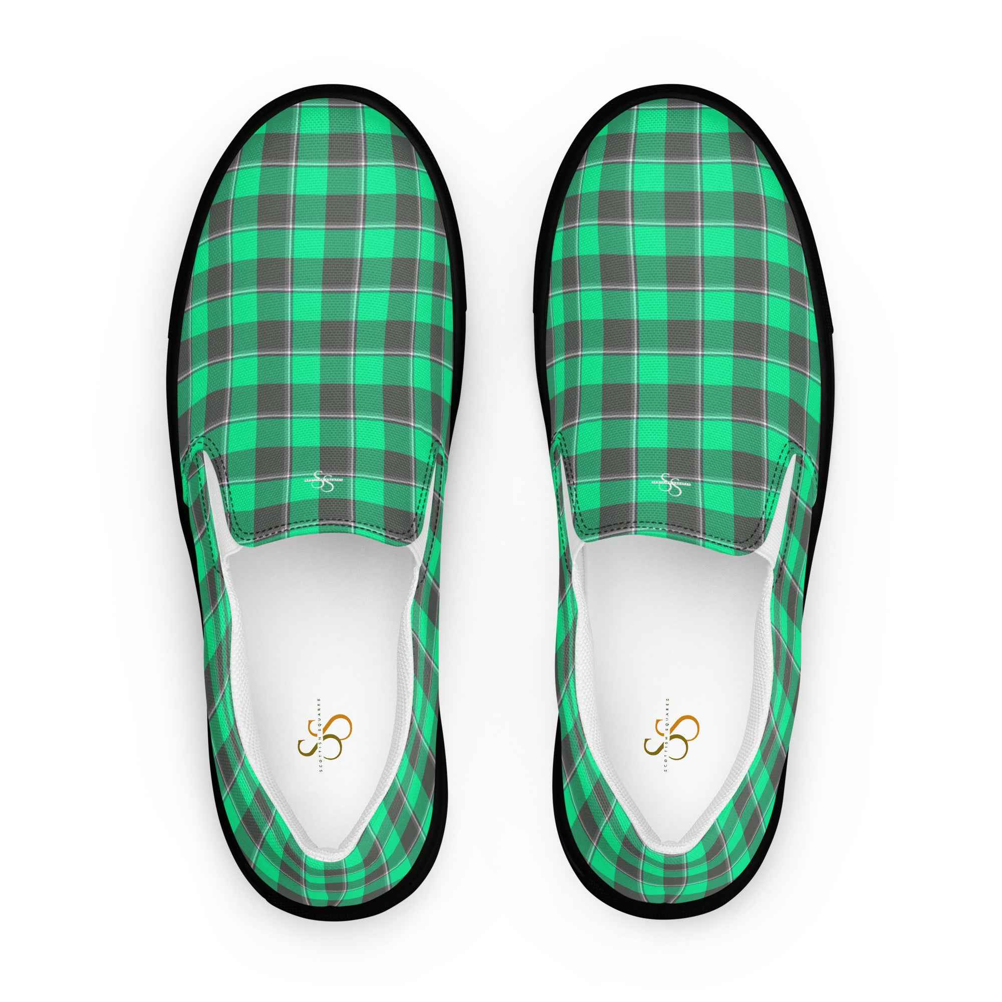 Women’s Slip-On Canvas Shoes Spring Green and Finlandia Plaid 12 - Scottish Squares