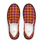 Women’s Slip-On Canvas Shoes Tahiti Gold and Rose Bud Cherry Plaid 12 - Scottish Squares
