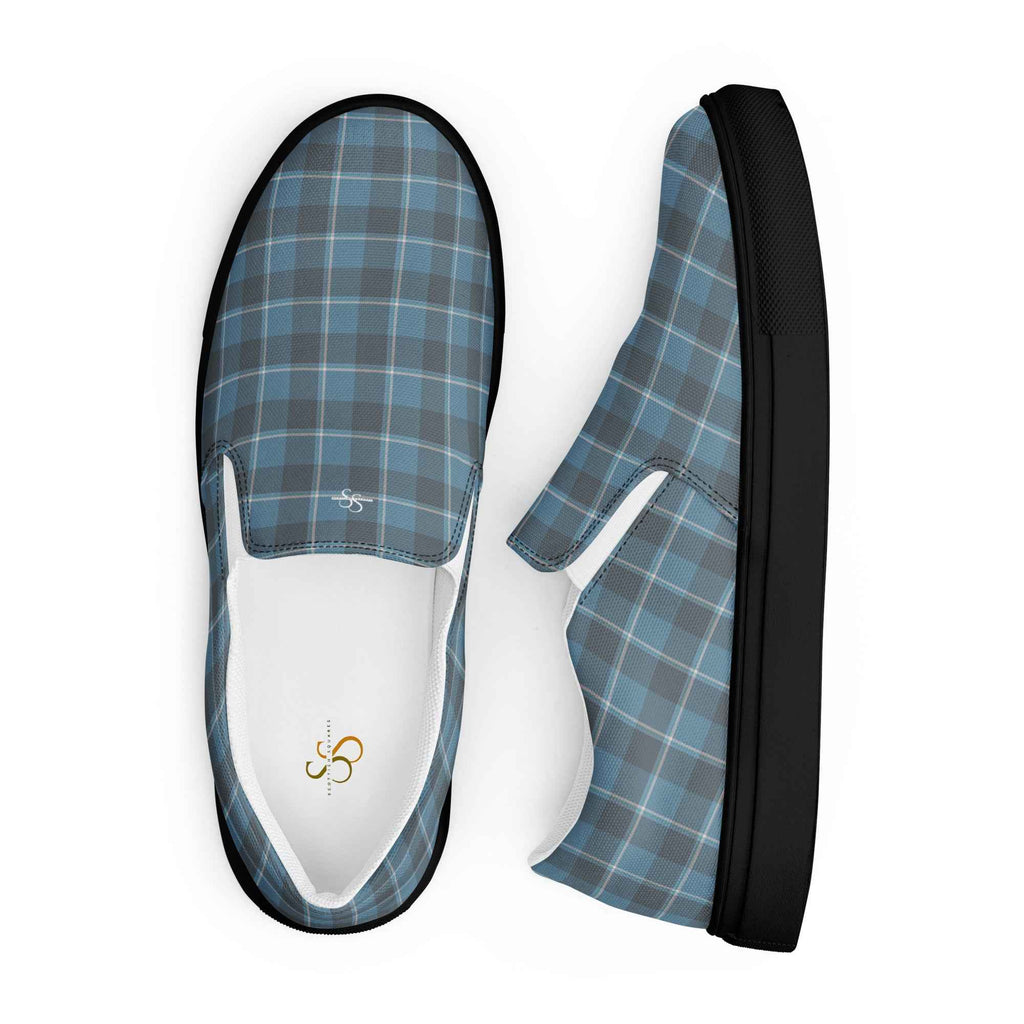 Women’s Slip-On Canvas Shoes Hoki and Shuttle Gray Plaid - Scottish Squares